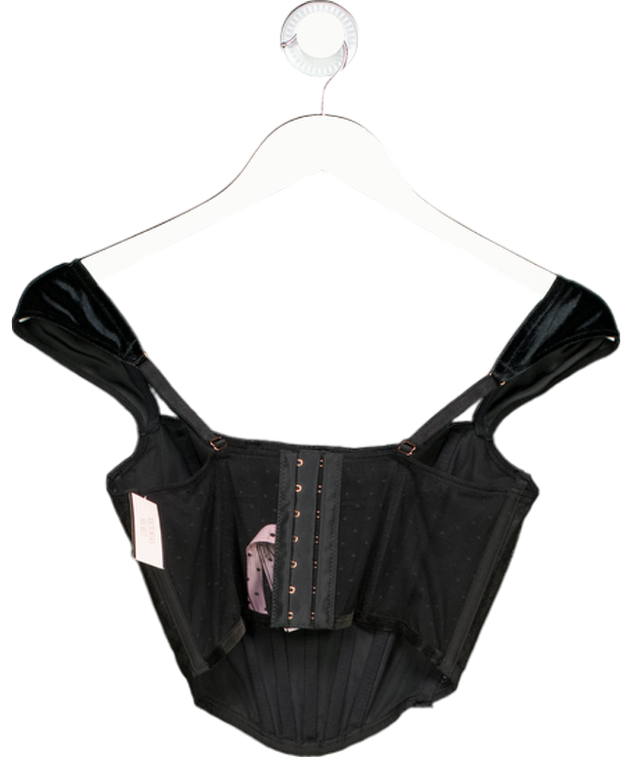 VICTORIA'S SECRET Black Velvet Boned Corset Top UK S