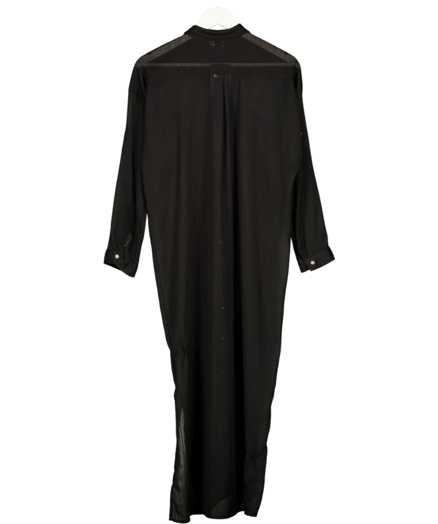 JADE SWIM Black Sheer Chiffon Mika Top Cover Up Shirt Dress UK S/M