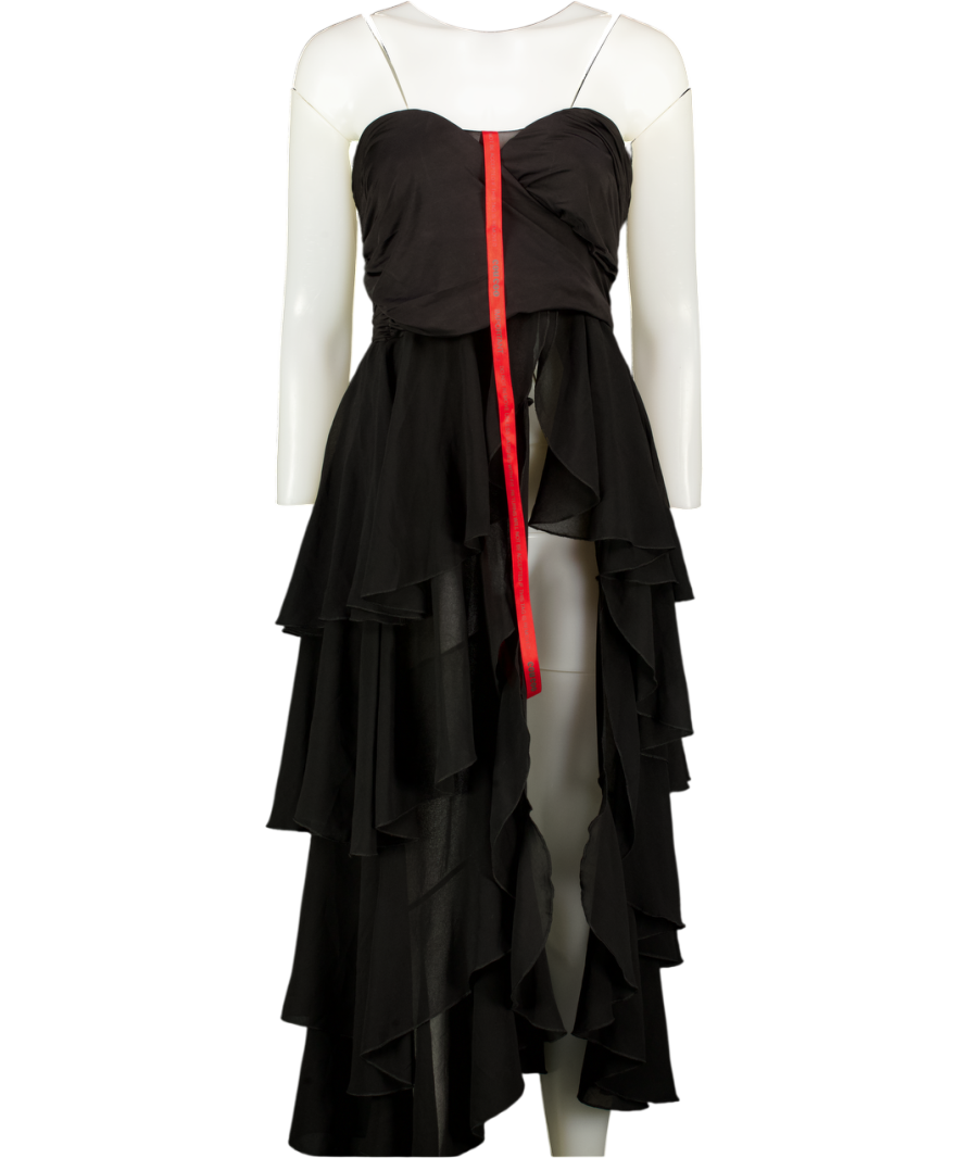 COU COO Black Ruched Tiered Bandeau High-low Top UK XS