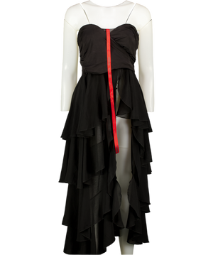 COU COO Black Ruched Tiered Bandeau High-low Top UK XS
