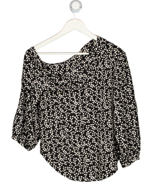 SALONI Black Silk Spotted cowl neck top UK 8