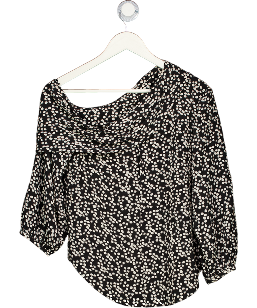 SALONI Black Silk Spotted cowl neck top UK 8