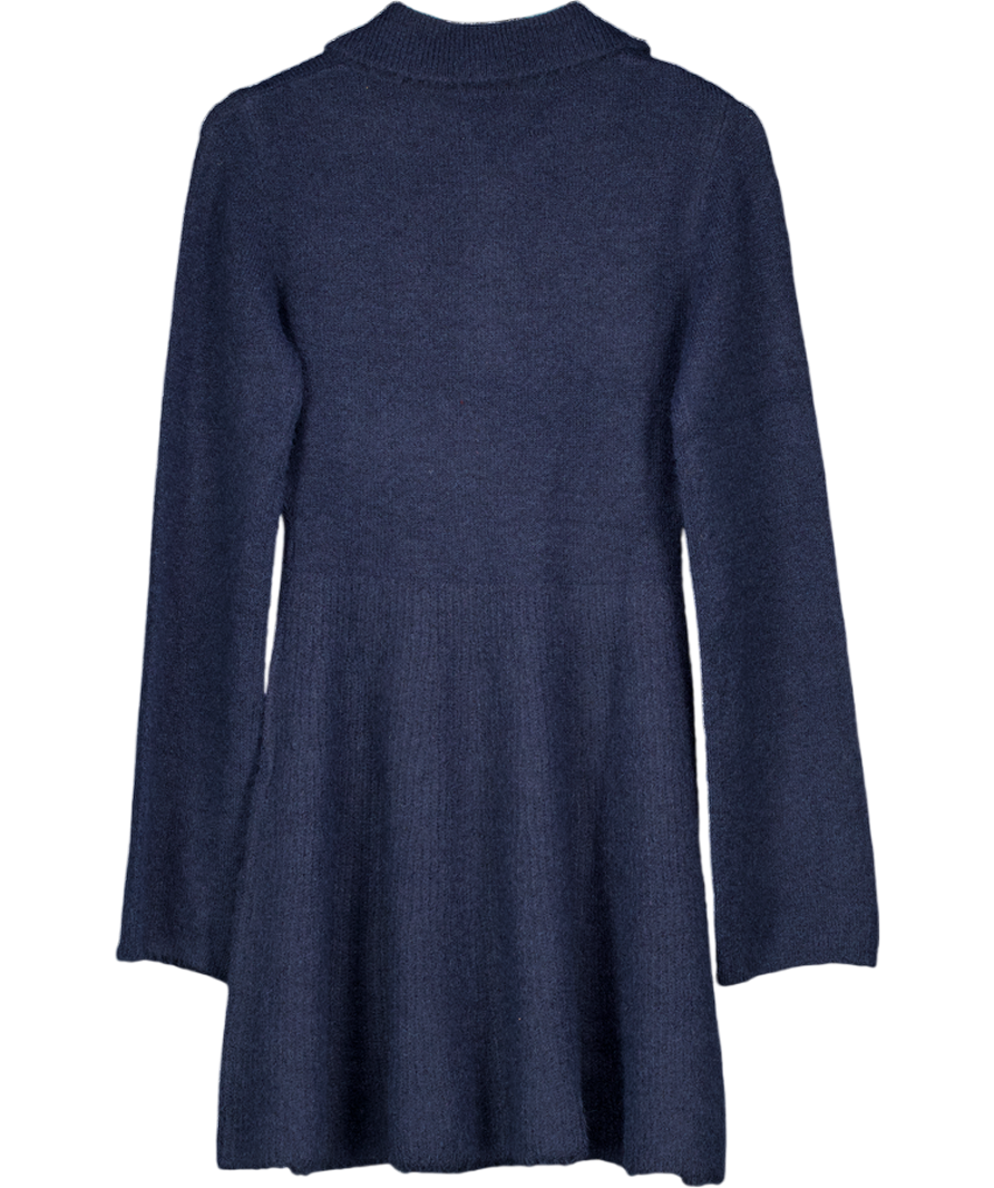 NA-KD Navy Blue Knitted Flare Mini Dress UK S