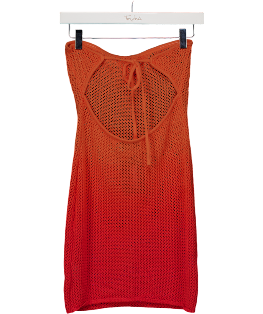 White Fox Orange Hotter Than The Sun Crochet Mini Dress Flame Ombre UK S