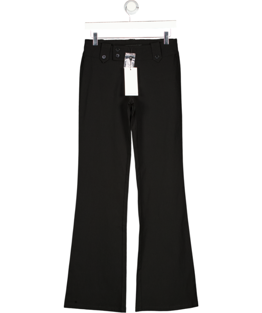 TIGER MIST Black Kittie Low Waisted Tailored Button Detail Flared Trouser UK XS