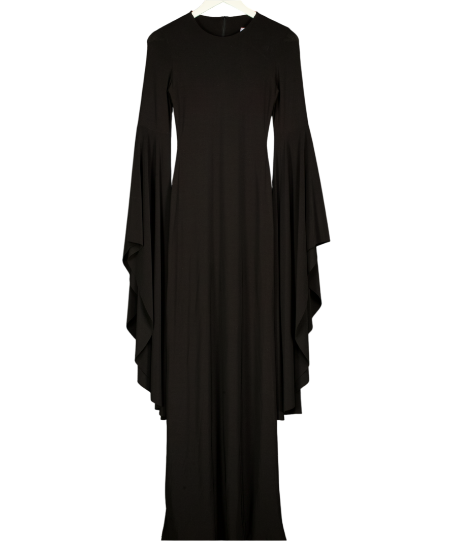 CLUB L LONDON Modena Black Waterfall Sleeve Maxi Dress UK 6