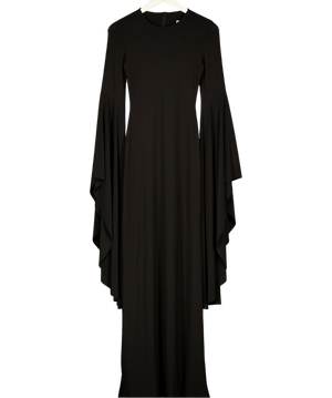 CLUB L LONDON Modena Black Waterfall Sleeve Maxi Dress UK 6