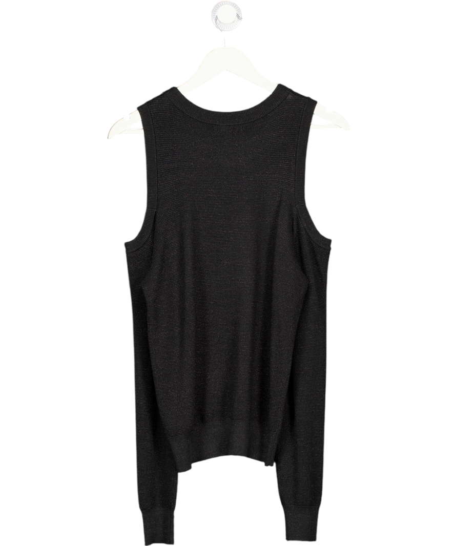 REBECCA MINKOFF Black Glitter Cold Shoulder Knit Jumper UK S