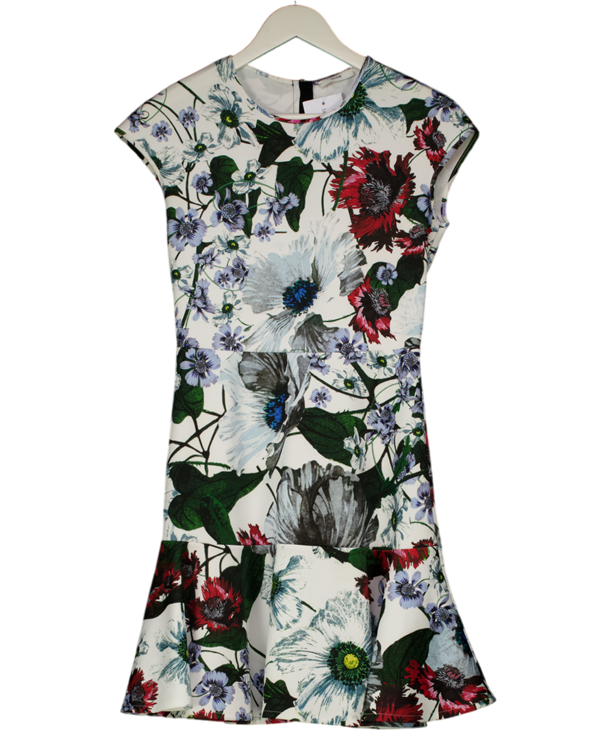 Erdem White Floral Darlina Yuki Garden Neoprene Jersey Dress  UK 10