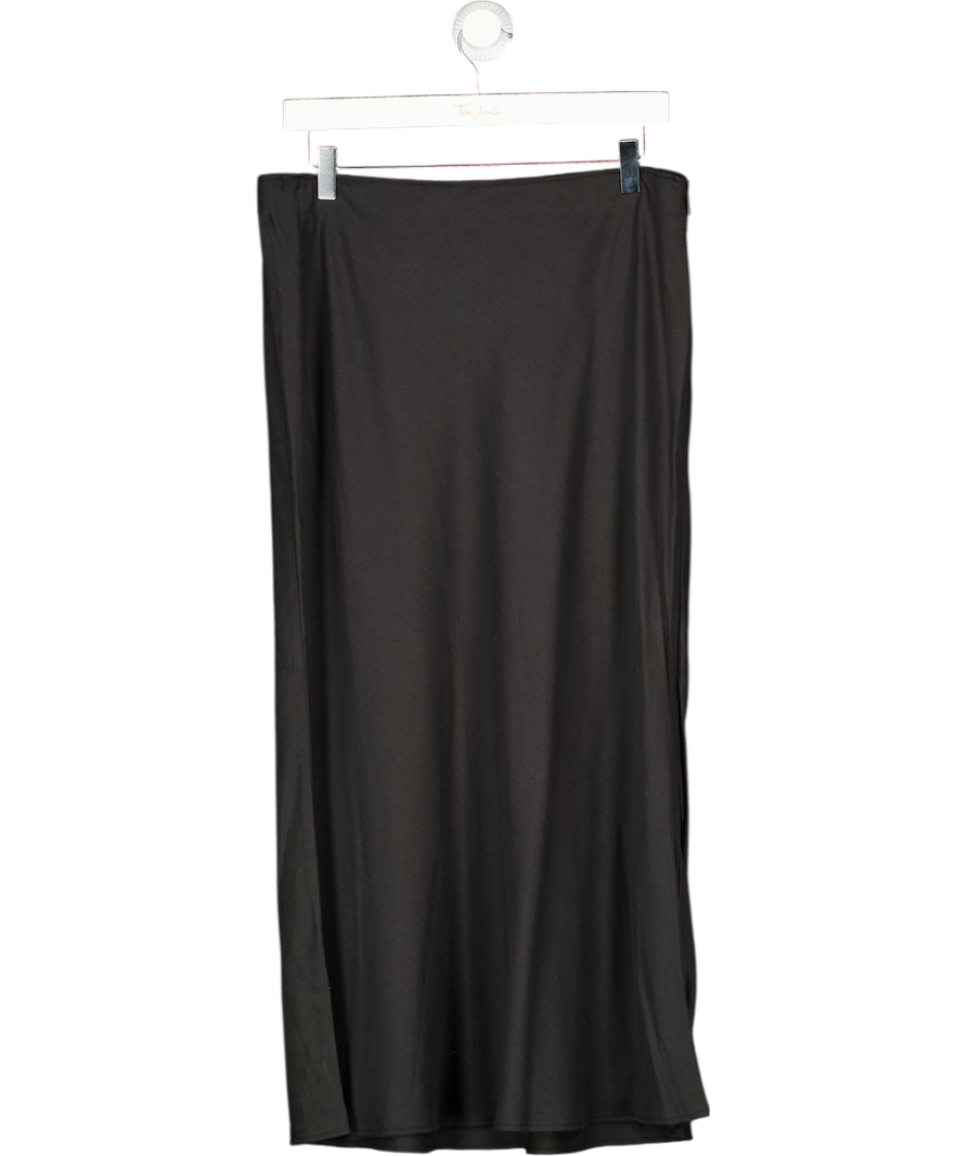 WHISTLES Black Tencel Midi Slip Skirt UK 14