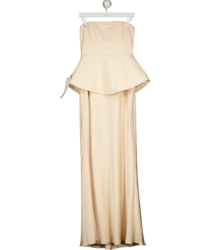 CLUB L LONDON Cream Ohio Champagne Beige Strapless Corset Maxi Dress UK 12