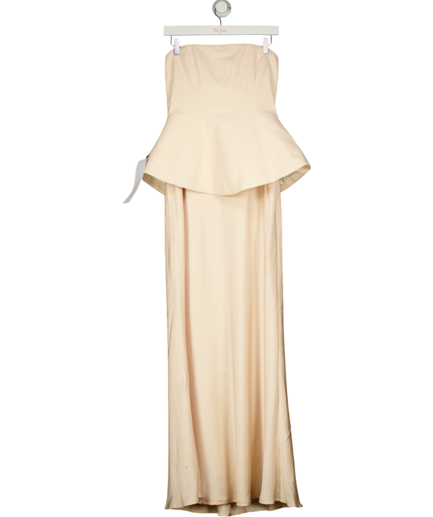 CLUB L LONDON Cream Ohio Champagne Beige Strapless Corset Maxi Dress UK 12