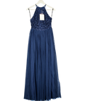 MAYA DELUX Navy Blue Embellished Tulle Maxi Dress UK 6