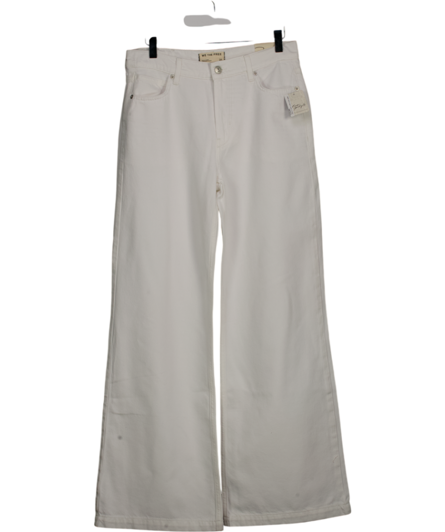 Free People White Stride Jean Straight Wide Leg Jeans W25