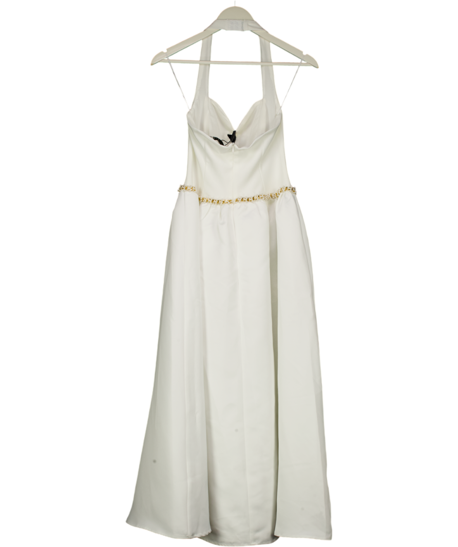 ELLIATT Ivory White Pearl Embellished Waist Maxi Dress UK S