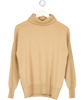 IRIS & INK Beige Roll Neck 100% Cashmere Jumper UK S