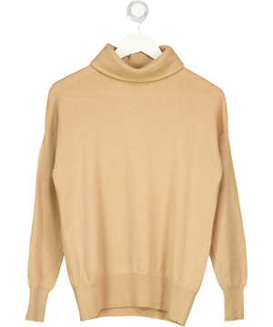 IRIS & INK Beige Roll Neck 100% Cashmere Jumper UK S