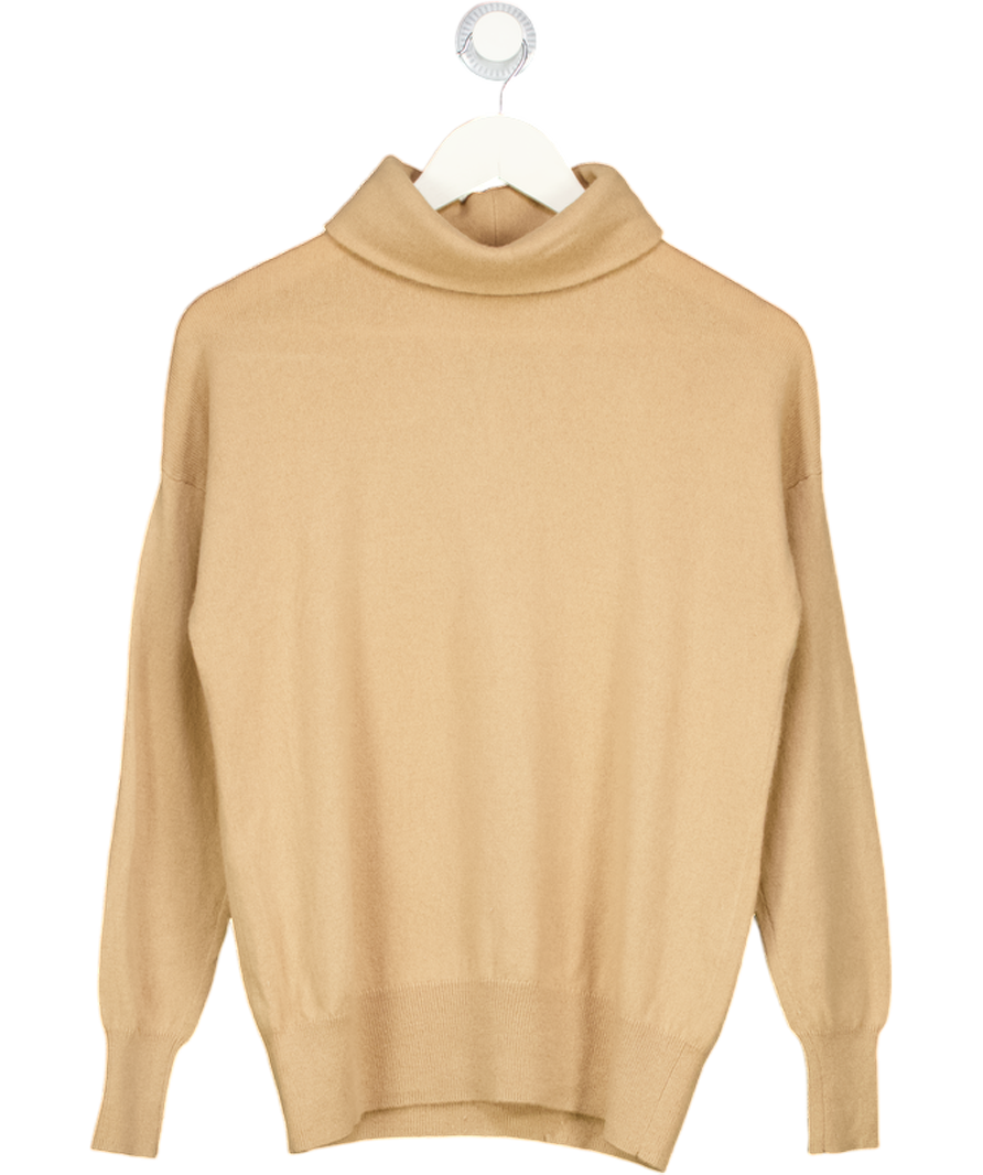 IRIS & INK Beige Roll Neck 100% Cashmere Jumper UK S