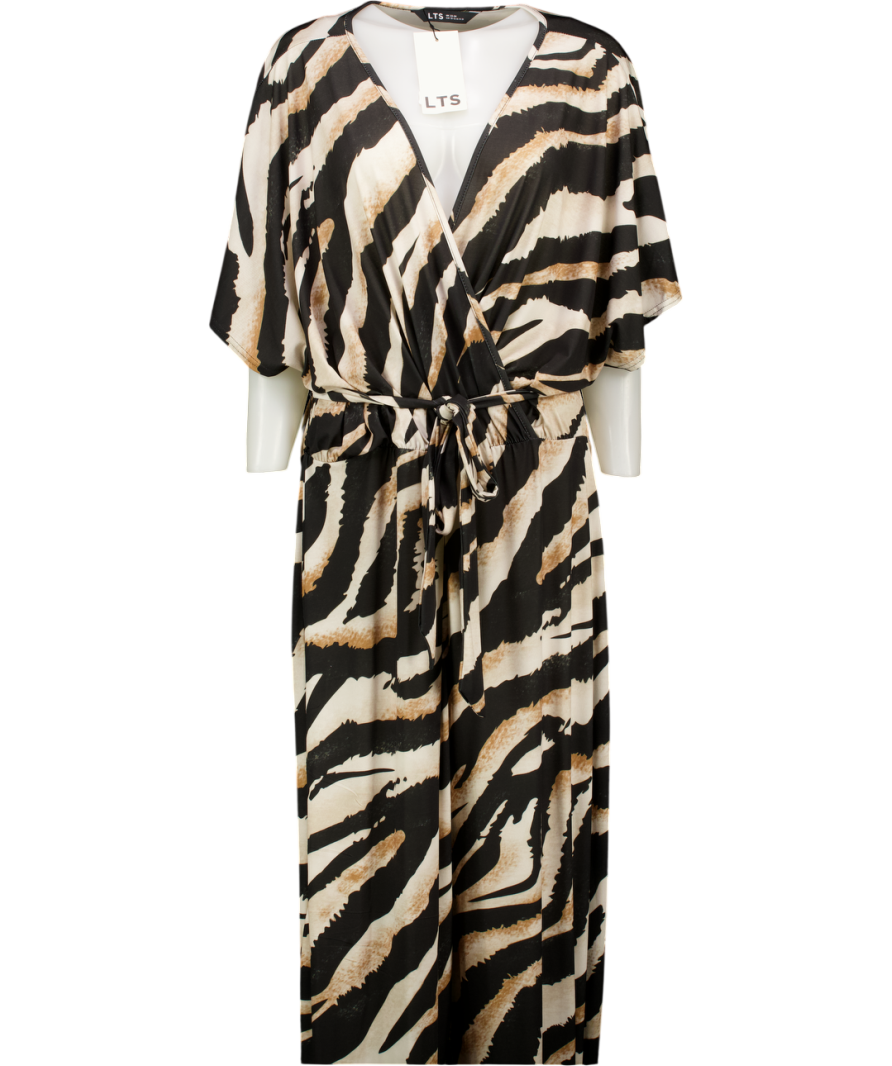 LTS LONG TALL SALLY Brown Brown/ Black Tiger Print Maxi Dress Uk 22 / UK 24