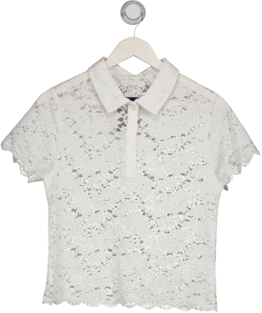 Treats Studios White Short Sleeve Lace Shirt UK S