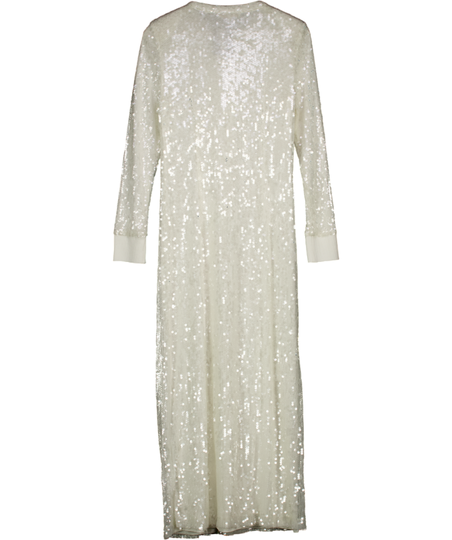 RAMY BROOK White Oriana Sequined Convertible Duster Coat / Dress UK S