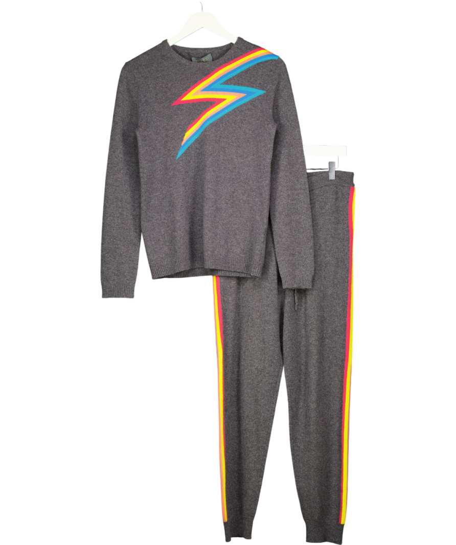 WYSE LONDON 2-piece Grey Rainbow Lightning Wool And Cashmere Blend Loungewear Set Sz1 UK 8
