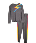 WYSE LONDON 2-piece Grey Rainbow Lightning Wool And Cashmere Blend Loungewear Set Sz1 UK 8