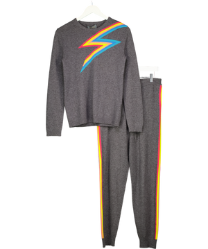 WYSE LONDON 2-piece Grey Rainbow Lightning Wool And Cashmere Blend Loungewear Set Sz1 UK 8