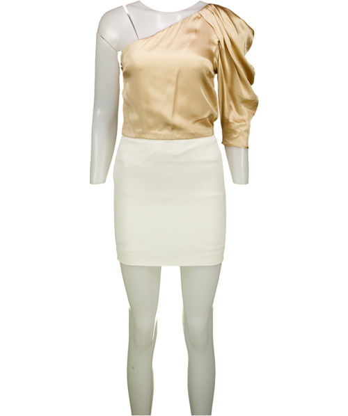 Maje Metallic R430 One Shoulder Mini Dress UK 8