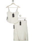 WHITE FOX White 2-piece Empire Energy Bustier Top (uk M) And Midi Skirt Set UK S/M