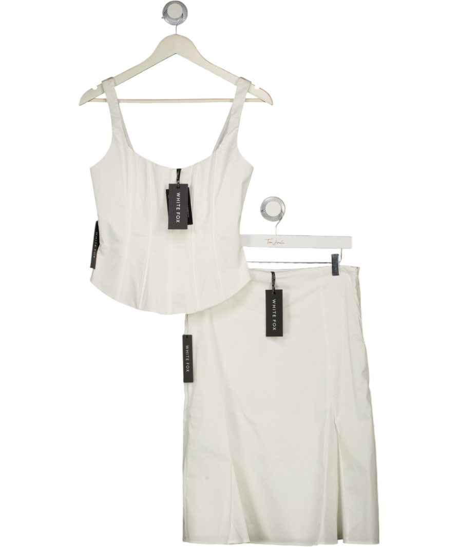 WHITE FOX White 2-piece Empire Energy Bustier Top (uk M) And Midi Skirt Set UK S/M