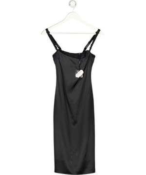 KHY BY KYLIE JENNER Black Silk Bustier Midi Dress UK XS