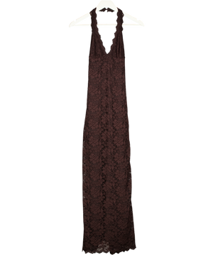 WHITE FOX Destiny Lace Maxi Dress Chocolate Brown UK S