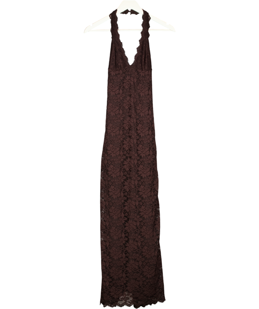 WHITE FOX Destiny Lace Maxi Dress Chocolate Brown UK S