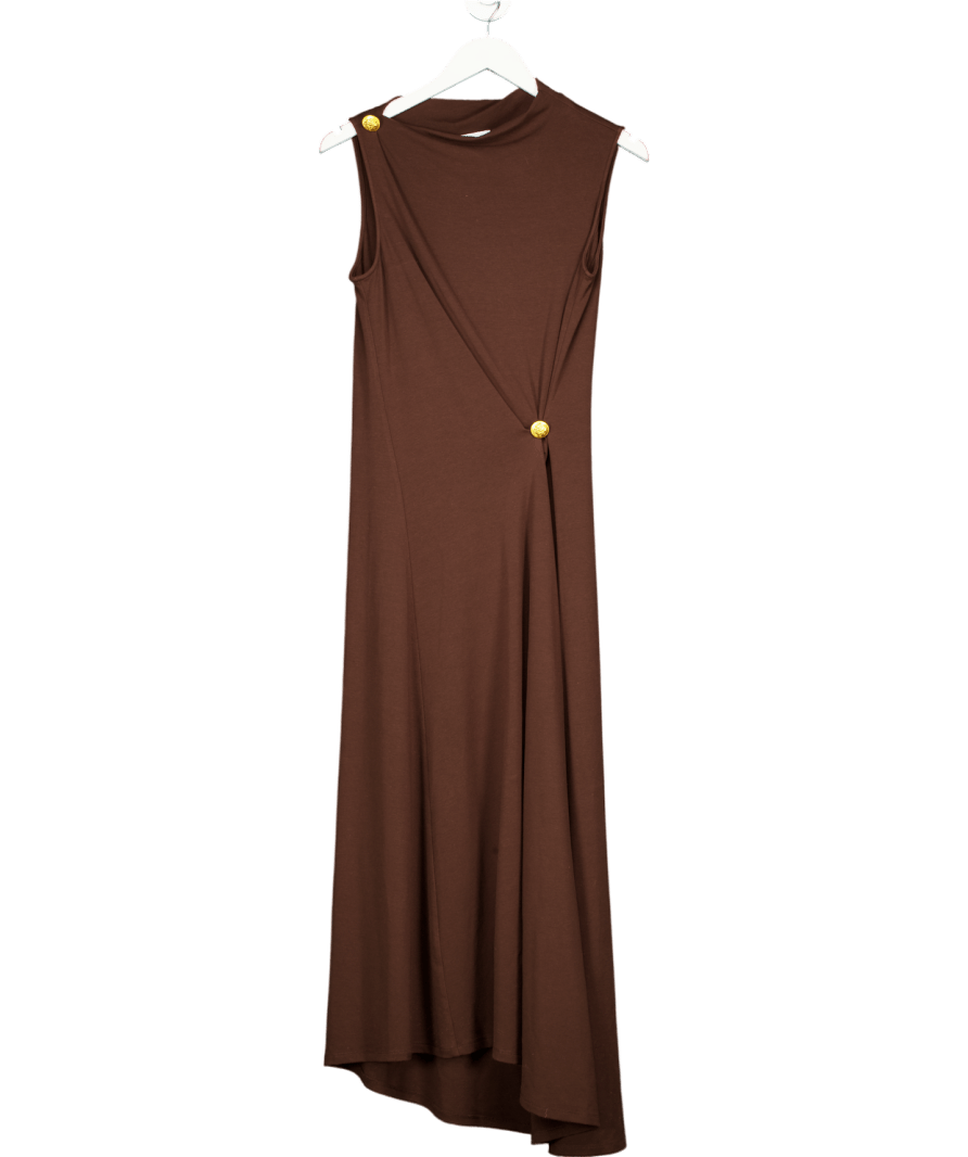 Fabrique Brown Kiki Knotted Draped Dress UK M - Reliked