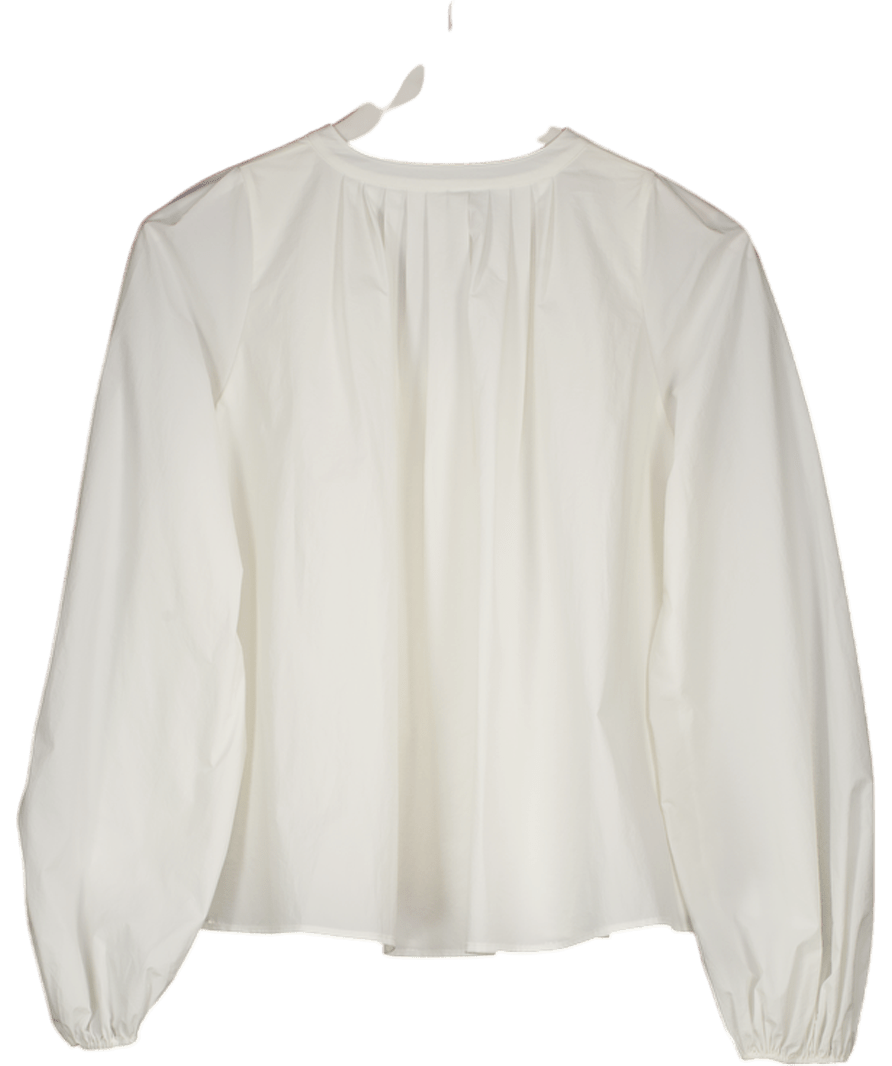 Fabrique Cream Beaded Tie Balloon Sleeve Top UK XS - Reliked