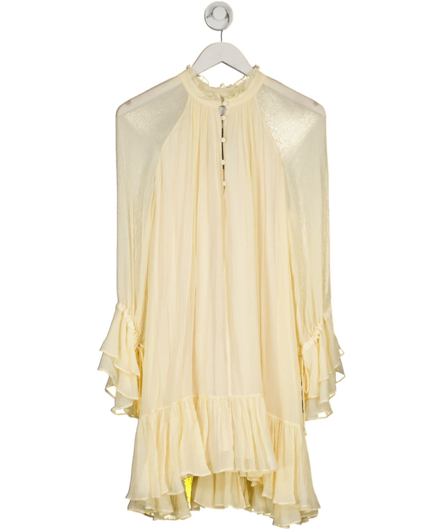 FABRIQUE Cream X Yasmin Pan Wendy Ruffle Dress In Silk Crepe UK XS - Reliked