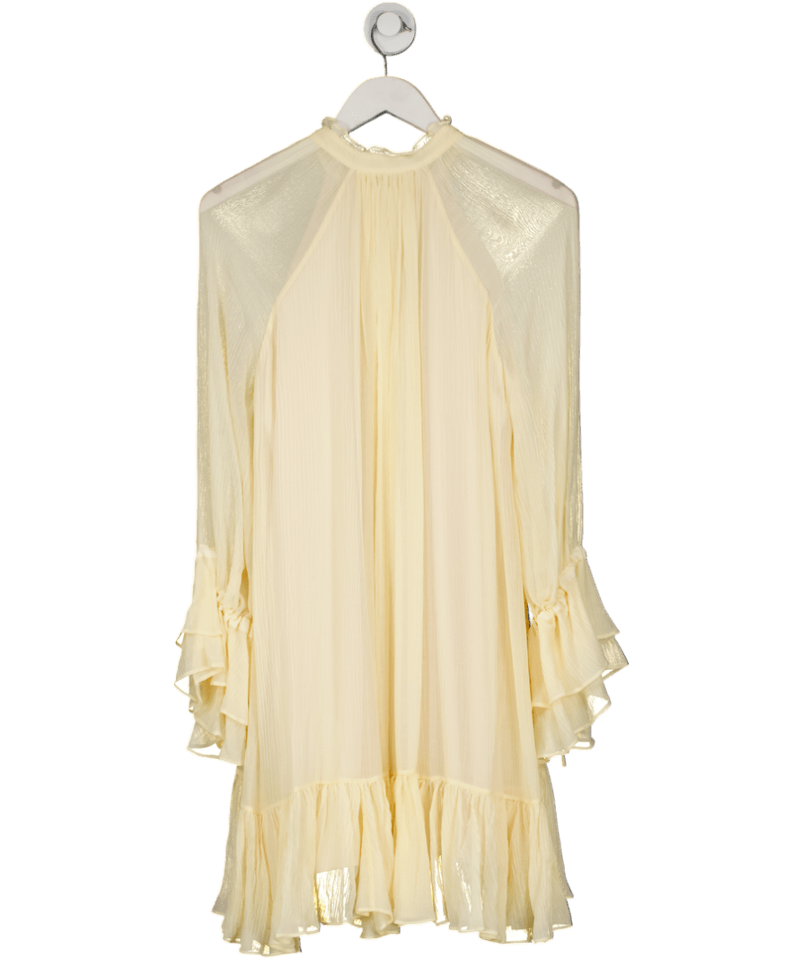 FABRIQUE Cream X Yasmin Pan Wendy Ruffle Dress In Silk Crepe UK XS - Reliked