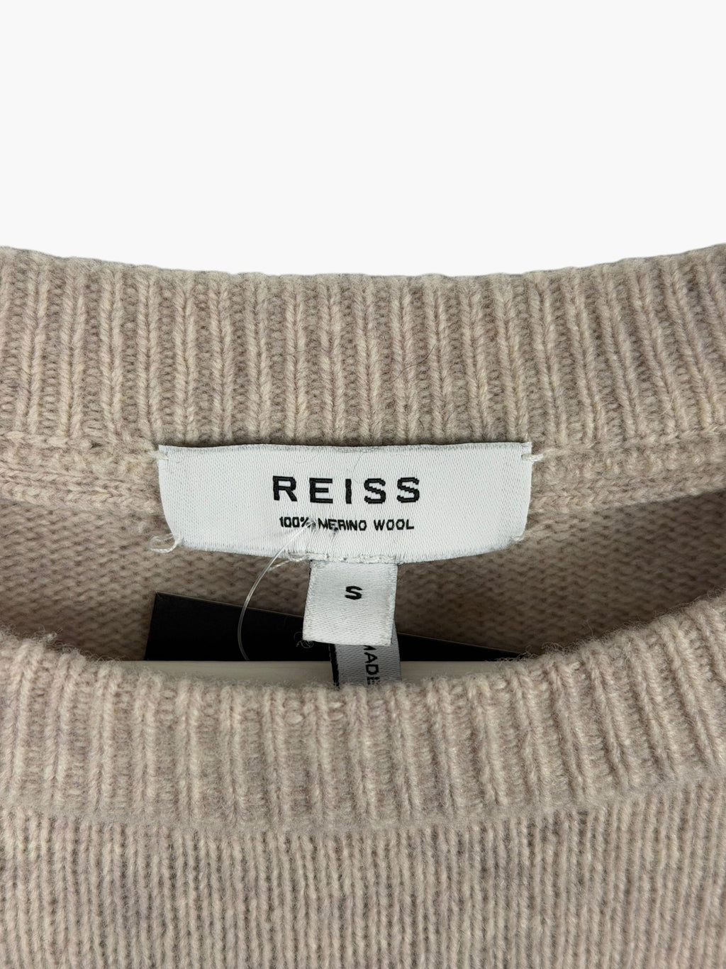 REISS Beige Parks Merino Wool Sweater UK S