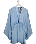 Club L Ocean Flower Powder Blue Crinkle Chiffon Draped Mini Dress UK 6