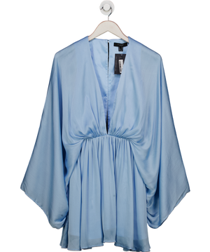 Club L Ocean Flower Powder Blue Crinkle Chiffon Draped Mini Dress UK 6