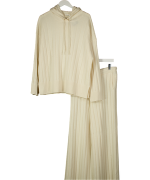 Lilysilk Cream Ribbed Hooded Knit Top And UK XL