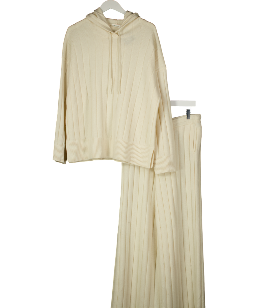Lilysilk Cream Ribbed Hooded Knit Top And UK XL
