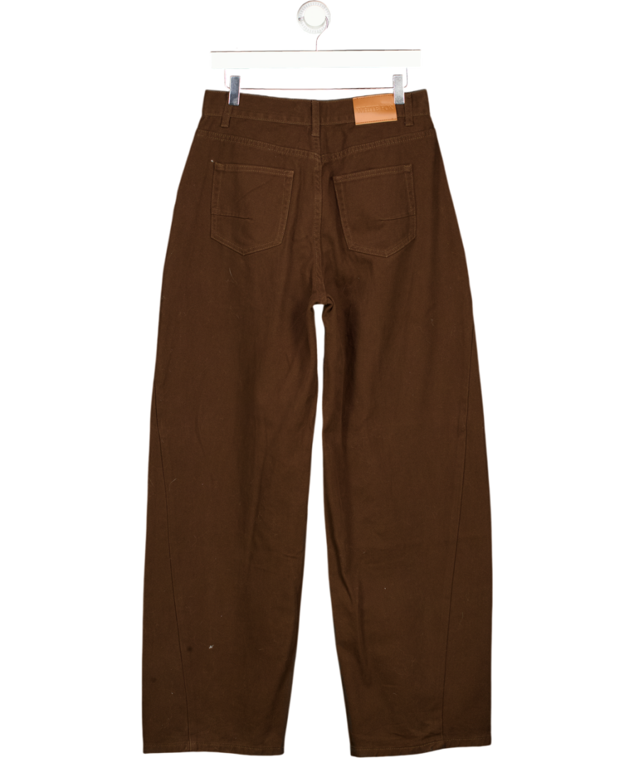 WHITE FOX Kiara Mid Rise Barrel Leg Jeans Chocolate Brown Wash UK M