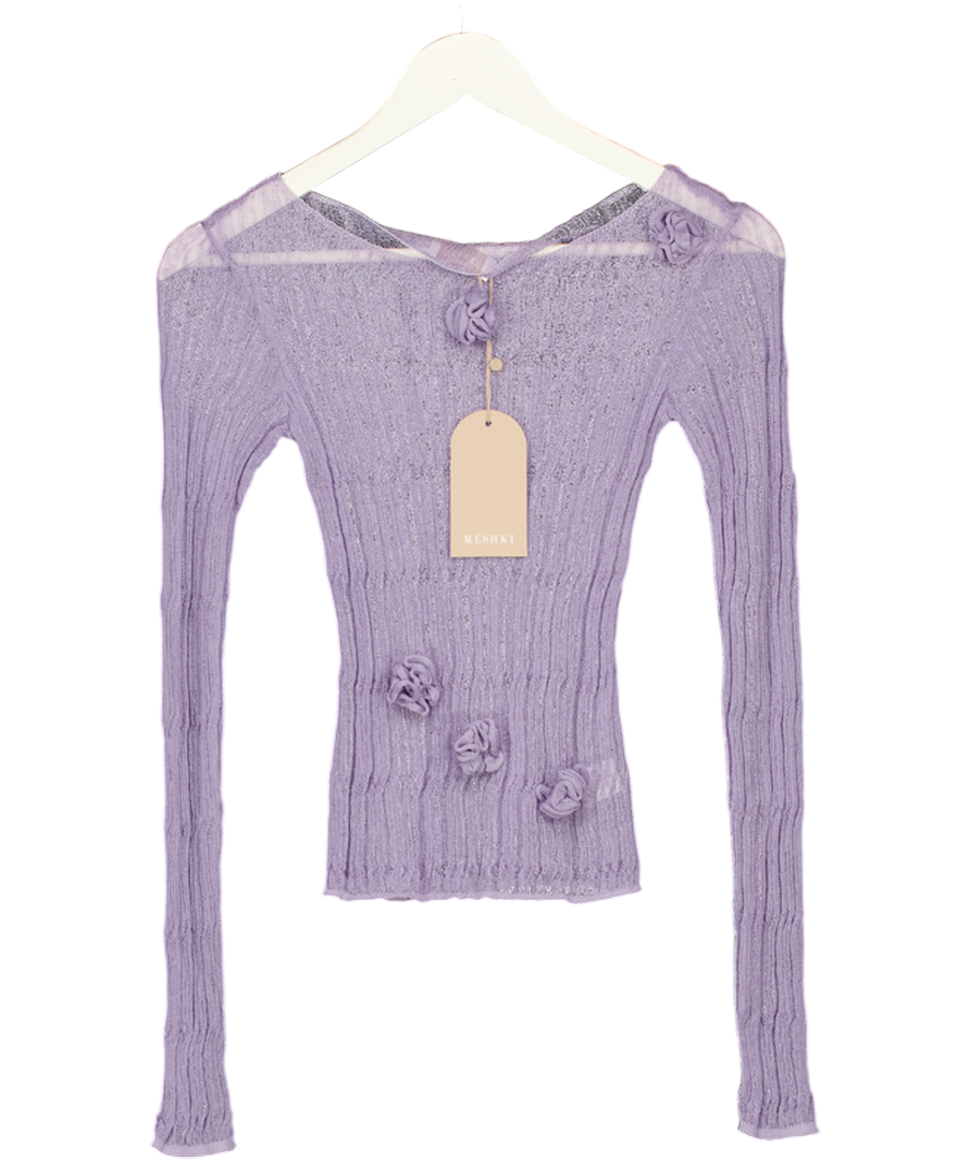 MESHKI Orianna Orchid Long Sleeve Knit Top - Orchid Purple UK M
