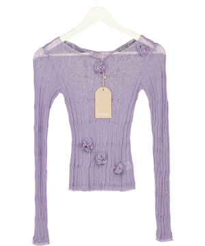 MESHKI Orianna Orchid Long Sleeve Knit Top - Orchid Purple UK M