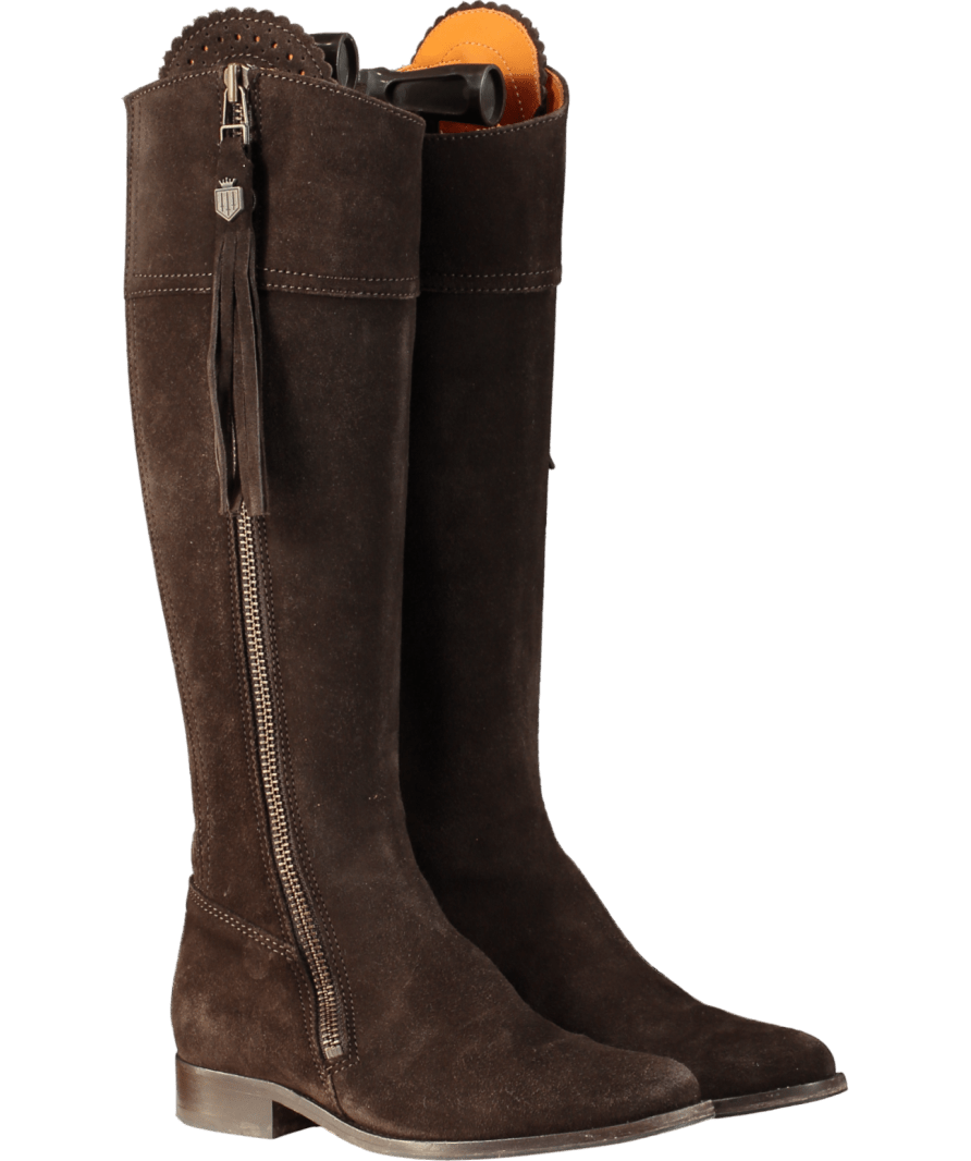 Fairfax & Favor Regina Chocolate Brown Suede Flat Knee - high Boots UK 5 EU 38 👠 - Reliked