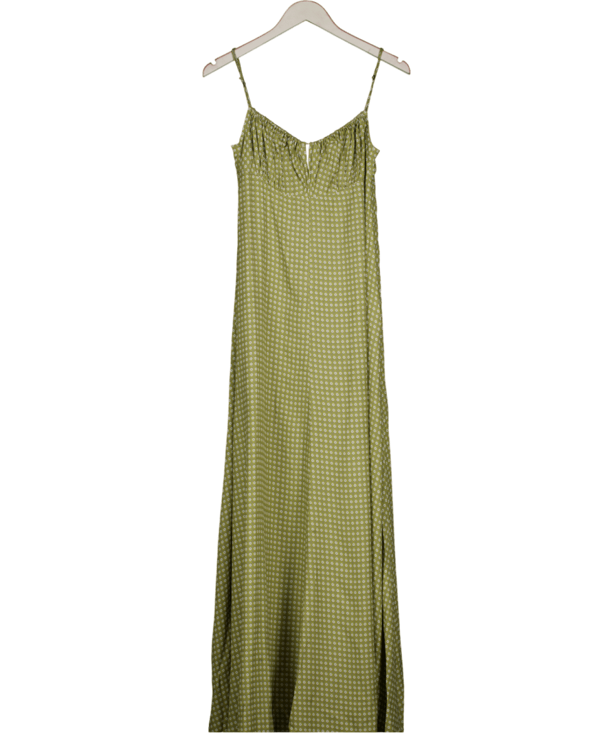 Faithful The Brand Green Floral - print Maxi Dress UK 8 - Reliked