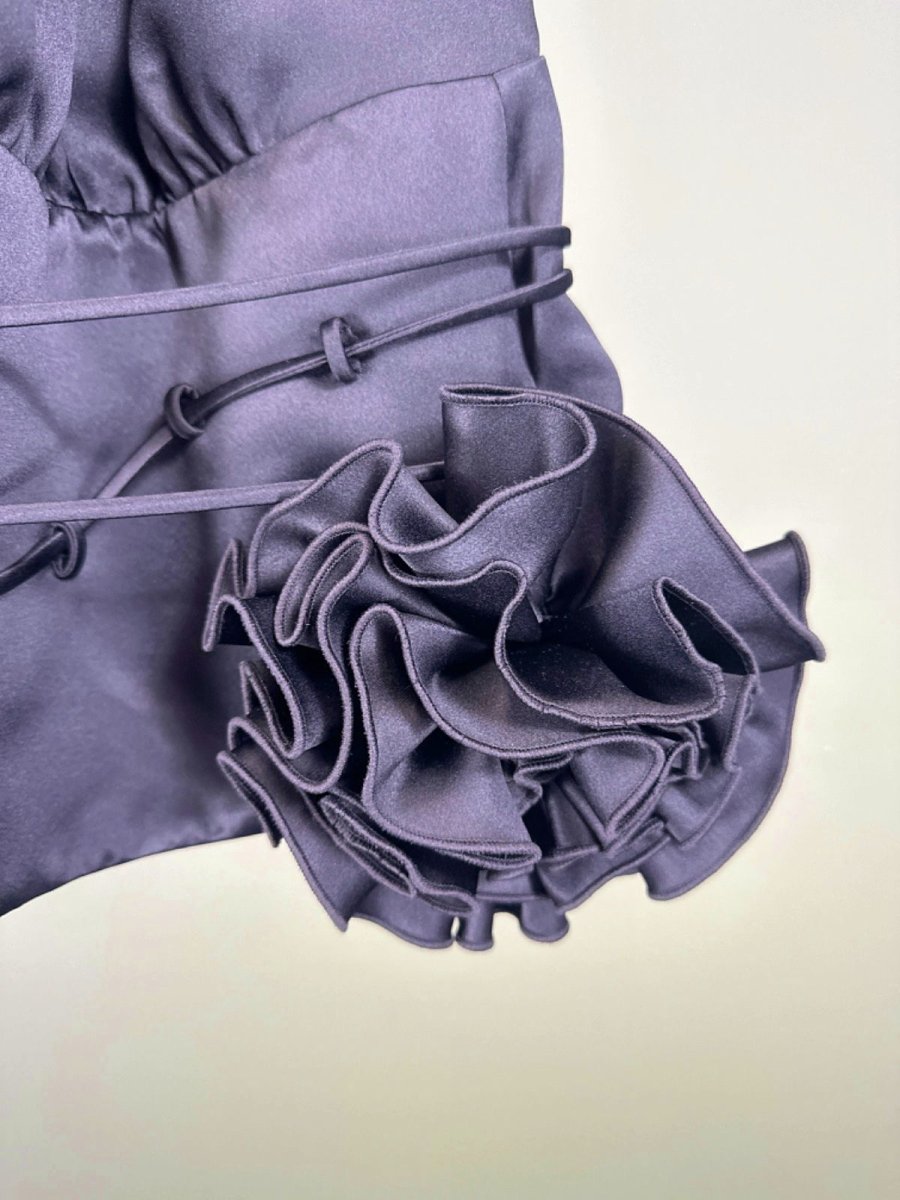 Fanci Club Black Ruffle Detail Strapless Dress UK 8 - Reliked