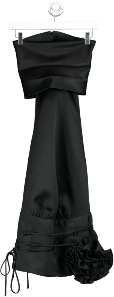 Fanci Club Black Ruffle Detail Strapless Dress UK 8 - Reliked